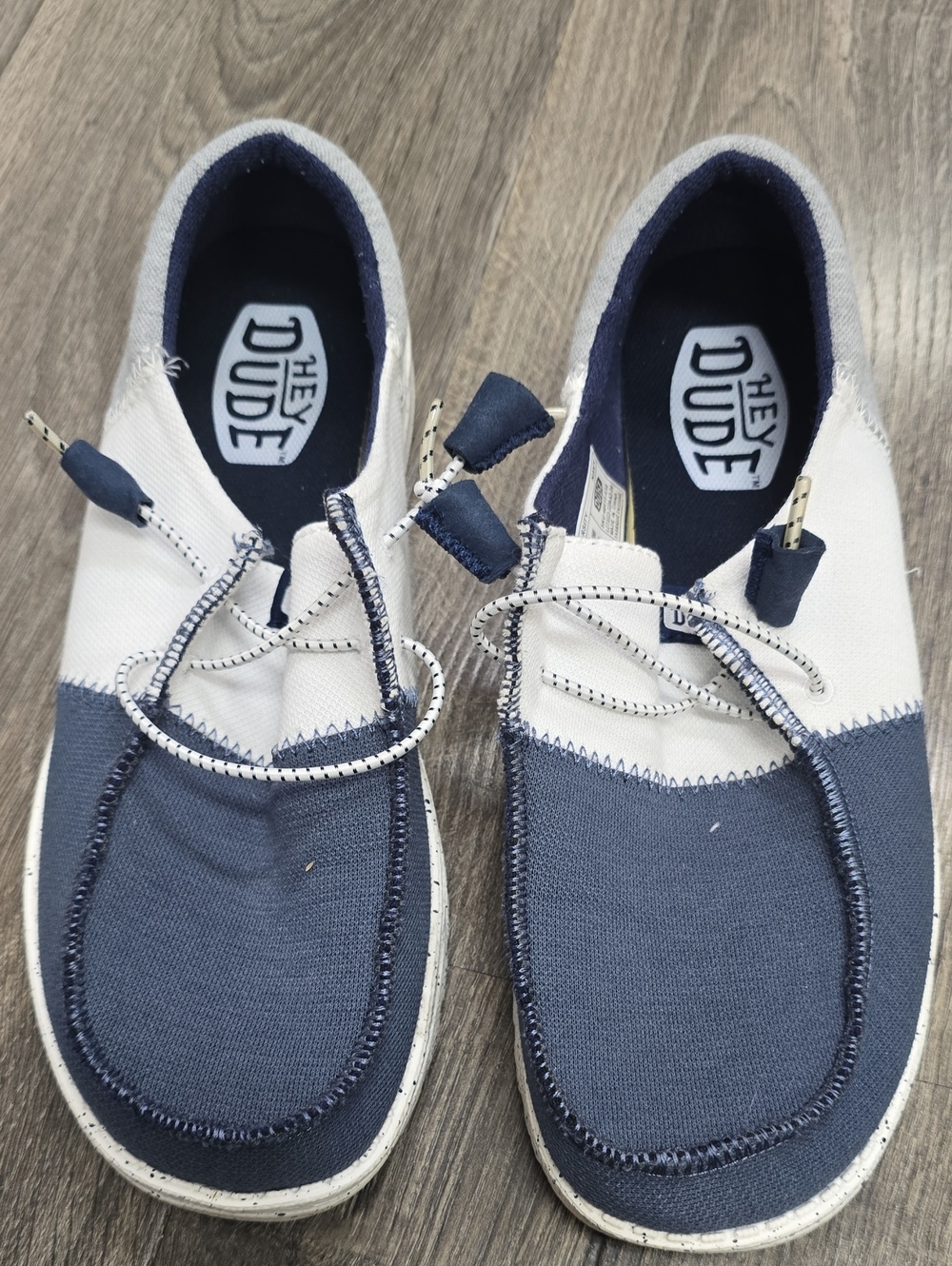 Hey Dude Two-Tone Navy and White Casual Canvas Shoes